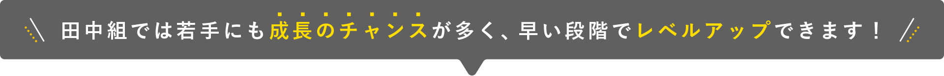若手にもチャンスが多く早い段階でレベルアップ